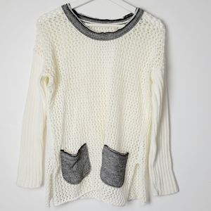 Soft Surroundings Open Knit Ling Sleeve Sweater with Front Pockets